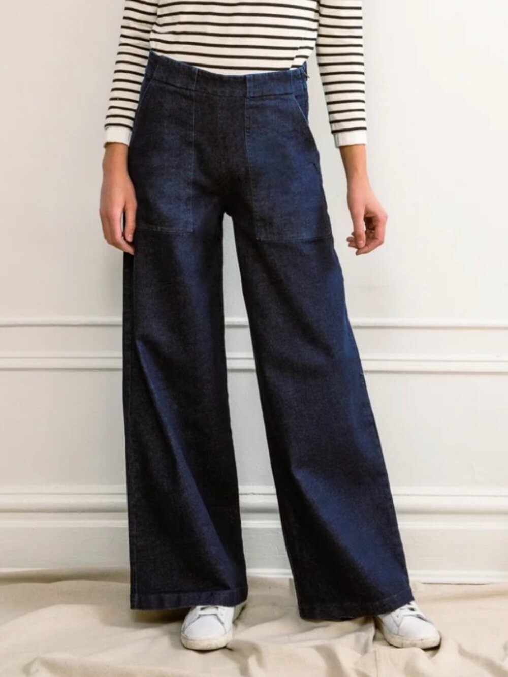 Loup Long Sabrina Wide Leg Jeans Dark Indigo Denim Size: 1X